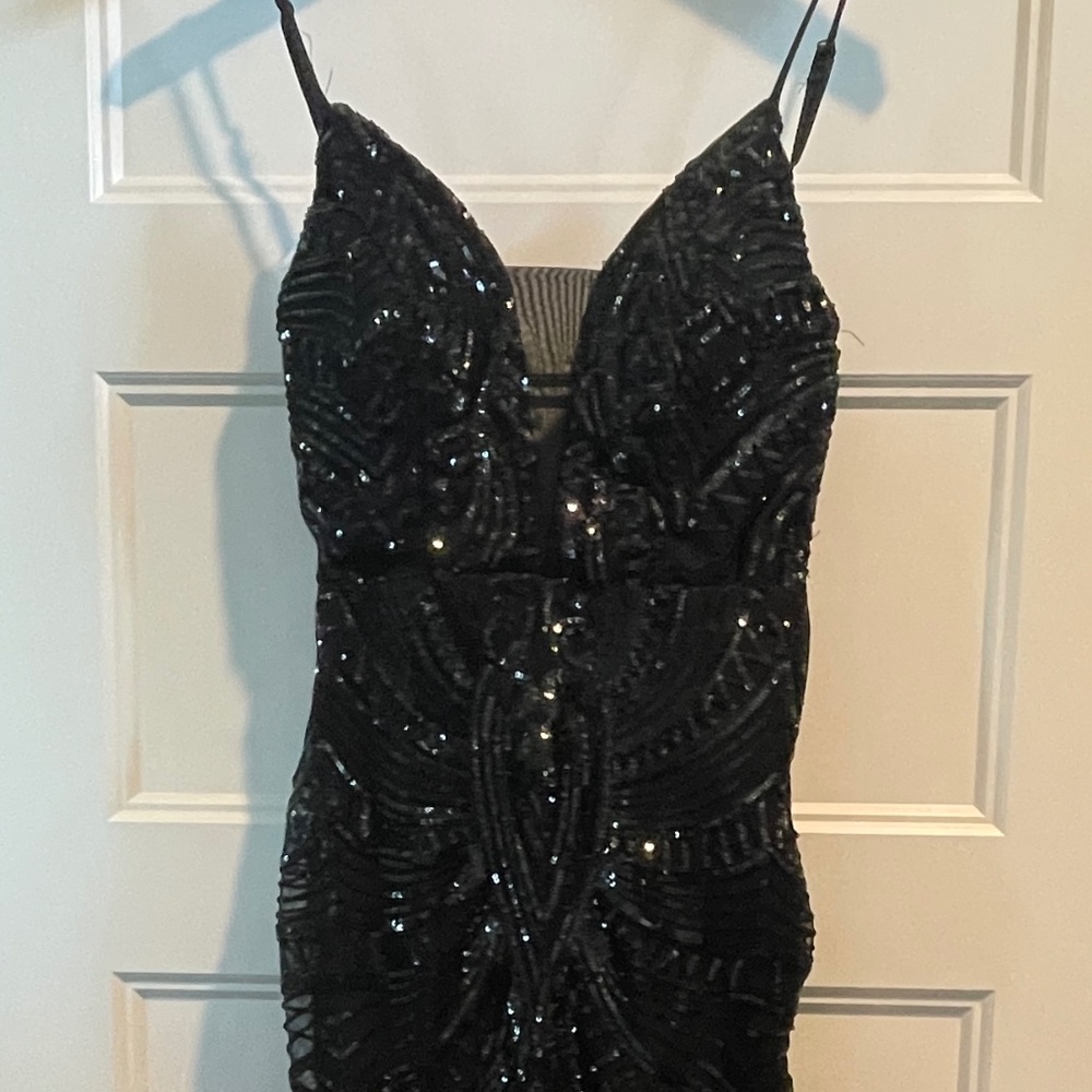 Black sequenced formal gown size small